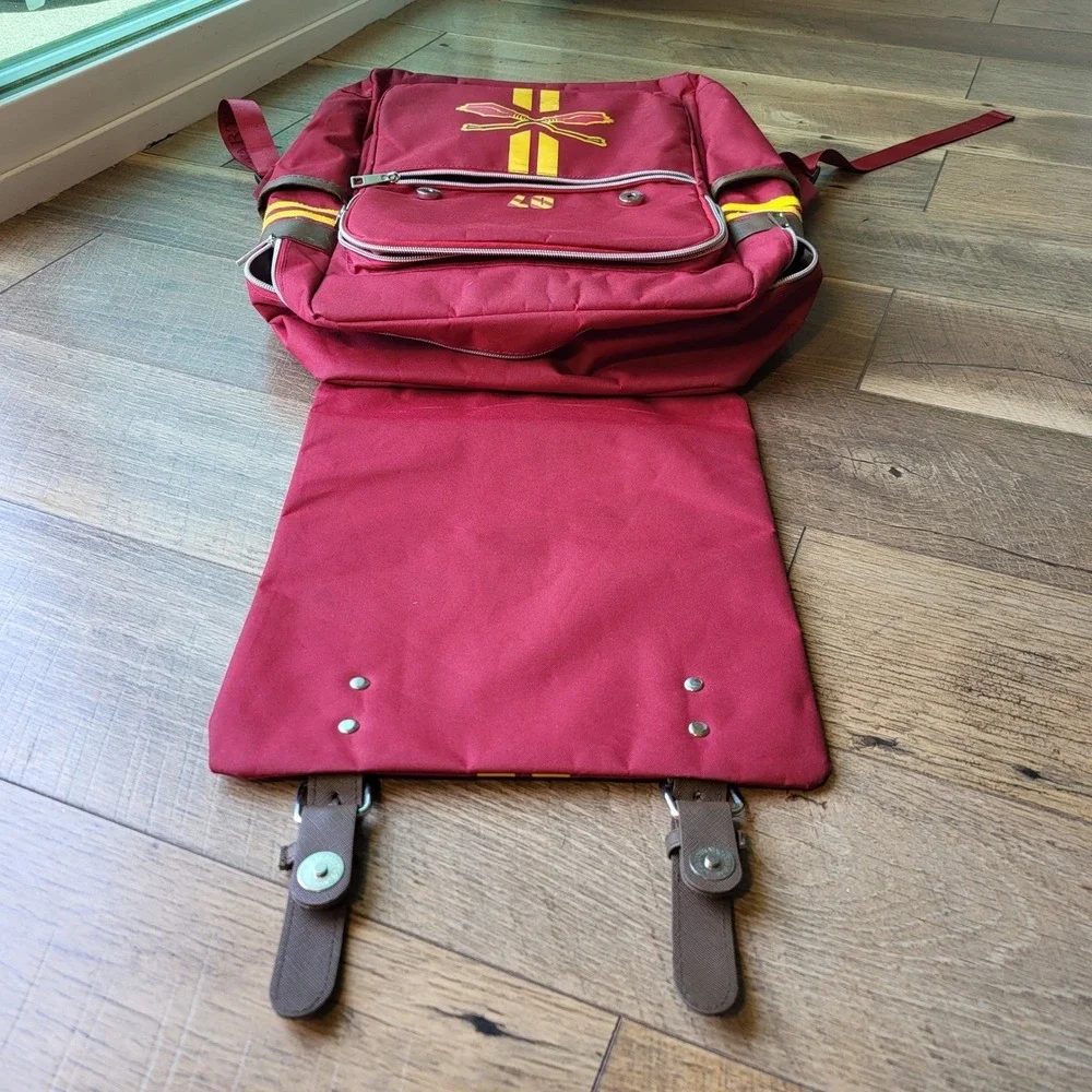 Harry Potter Gryffindor Quidditch Maroon Canvas Backpack Hogwarts Branded Straps